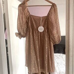 NWT Storia gold flaked mini dress small